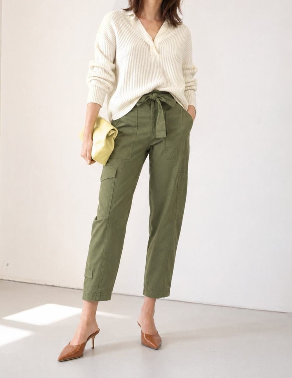 Alex Mill Green Cargo High Waist Cotton Relaxed Tapered Leg Pants, size 4